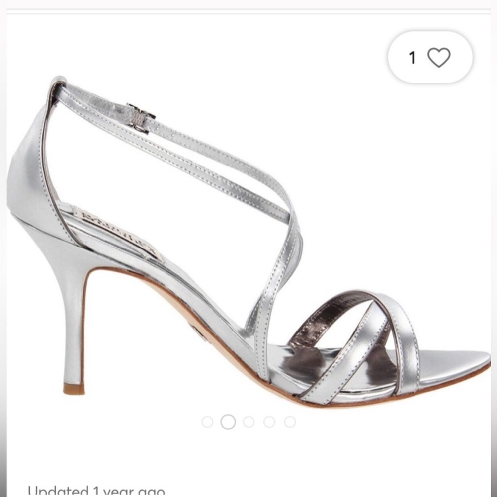 Badgley Mischka Wanda Silver Strappy Sandal Heel, Size 8.5